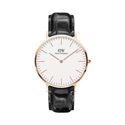 Reloj de cuarzo de piel y chapado en oro rosa Classic Reading