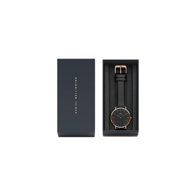 Reloj de cuarzo de piel y chapado en oro rosa Sheffield