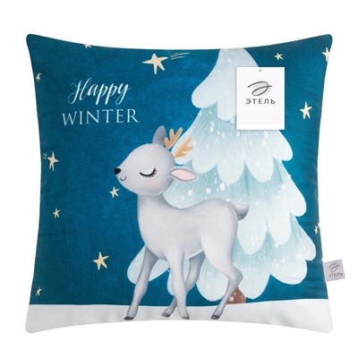 Подушка новогодняя "Этель" «Happy winter», 40*40 см, 100% п/э, велюр