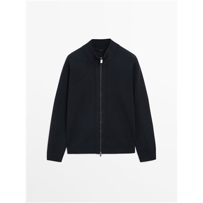 Cárdigan punto milano cuello mock cremallera