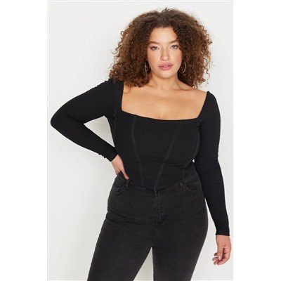 Black Fittili Biye Подробная вязаная блузка TBBAW23AF00118