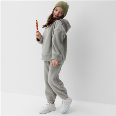 Костюм флисовый (худи и брюки) детский MINAKU: Fleece Soft, цвет графит, рост 116 см