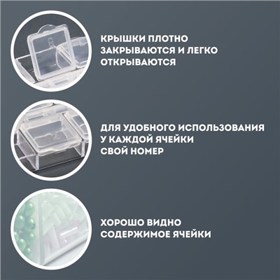 Органайзер для хранения мелочей, 12 ячеек, 13×5.3×1.3 см, прозрачный