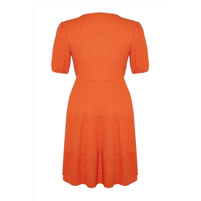 Open Orange Skater v -neck Cruve закрытие вязаного платья с большим размером TBBSS22EL2987