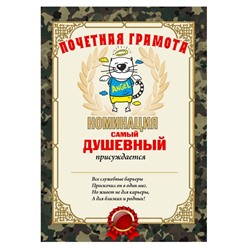 Почетная грамота "Самый душевный"
