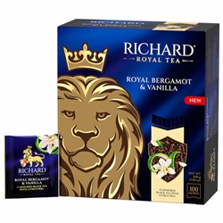 Чай RICHARD "Royal bergamot & vanilla" черный, 100 пакетиков в конвертах по 2 г, 102736