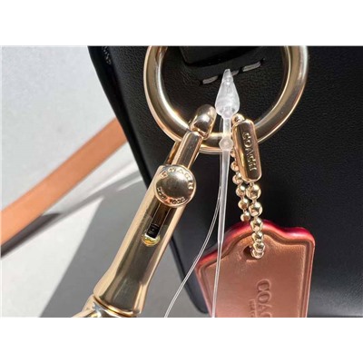 Женская сумка  COAC*H4066 с логотипом Chambra*y GEORG*E, изготовлена из жаккардовой ткани с логотипом и воловьей кожи