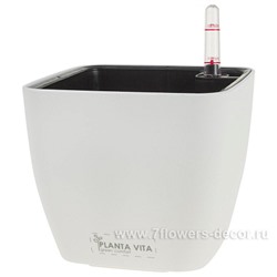 Кашпо PLANTA VITA "Square Matt white" с автополивом (пластик), 16х16хH13 см