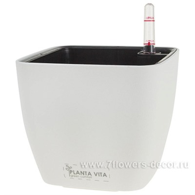 Кашпо PLANTA VITA "Square Matt white" с автополивом (пластик), 16х16хH13 см