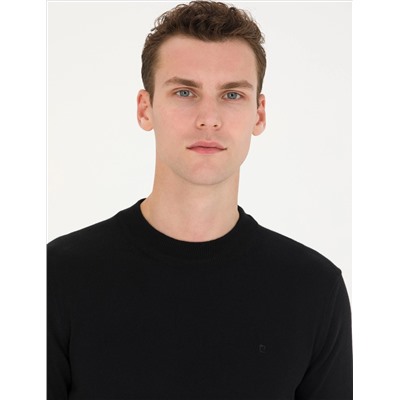 Black Slim Fit Half Fisherman воротник базовый вязаный свитер