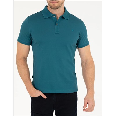 Зеленая слабая полоса Polo Yaka Mercerized T -For