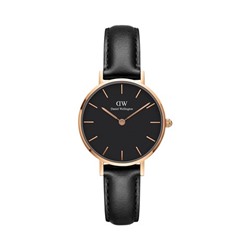 Reloj de cuarzo de piel Sheffield 28 mm - Negro y rosa dorado