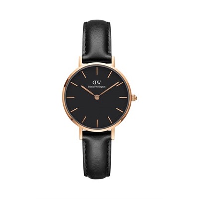Reloj de cuarzo de piel Sheffield 28 mm - Negro y rosa dorado