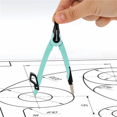 Циркуль с защитным колпачком BRAUBERG ULTRA, 135 мм, мятный, блистер, 210820