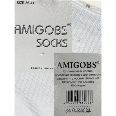 Носки женские AMIGOBS белые средней длины хлопок 1 пара 36-41 Арт 26