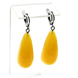 Серьги Капли из янтаря 14*35мм цв.медово-молочный, 9,8г