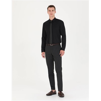 Black Slim Fit Basic рубашка с длинным рукавом