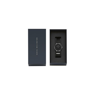Reloj de tela nato Cornwall - 32 mm - Negro y plateado