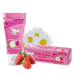 Зубная паста детская TWIN LOTUS клубника и ромашка, 50 гр