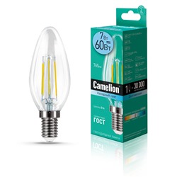 Нарушена упаковка!   Филаментная светодиодная лампа E14 7W 4500К (белый) C35 Camelion LED7-C35-FL/845/E14 (13453)