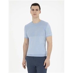 Blue Slim Fit Bike Yaka Triko T -For