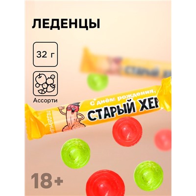 Леденцы в тубусе «С Днём Рождения», вкус: мульти, 32 г. (18+)