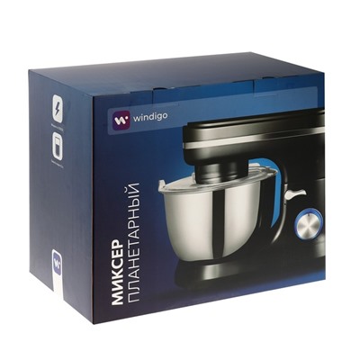 Миксер Windigo WMR-01, планетарный, 1000 Вт, 4.5 л, 8 скоростей, 3 насадки, чёрный