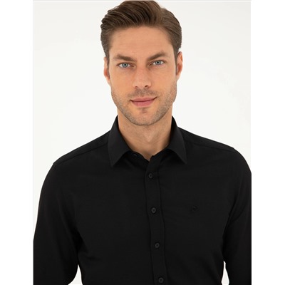 Black Slim Fit рубашка с длинным рукавом Amelor