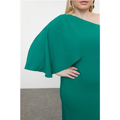 Emerald Green One Arm Asymmetrical Slit Toavy Evening Dress/Night/Harduation/Guncagement Dress TBBSS24AD00000