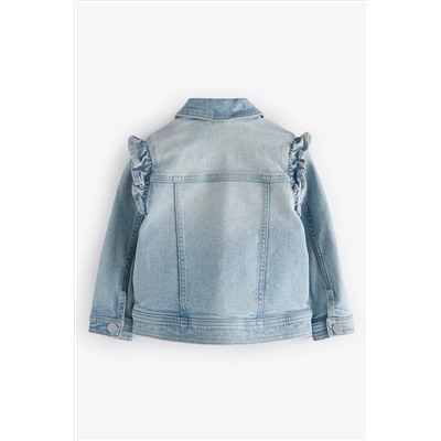 Mid Blue Frill Shoulder Denim Jacket (3-16yrs)