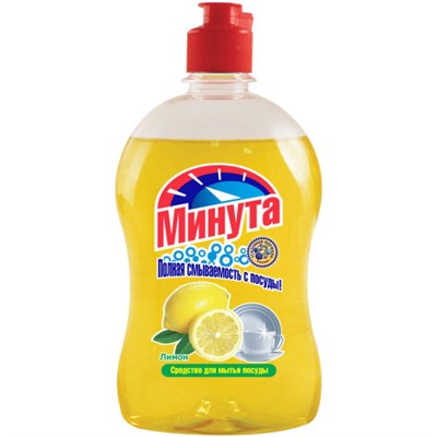 Средство для мытья посуды (гель) Минута Лимон, 500 мл