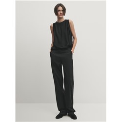 Top satinado detalle rib