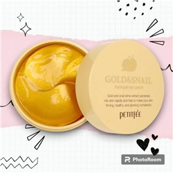 PETITFEE Набор патчей д/век гидрогел. ЗОЛОТО/УЛИТКА Gold/Snail Hydrogel Eye Patch, 60 шт
