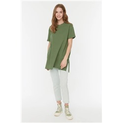Khaki 100 %хлопок базовая с коротким рукавом коммутационная сумма удивительная футболка tctssss21tn0056