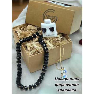Бусы трансформеры 3 в 1 с цирконами (черный) БУ3