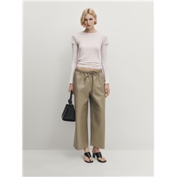 Pantalón culotte piel napa