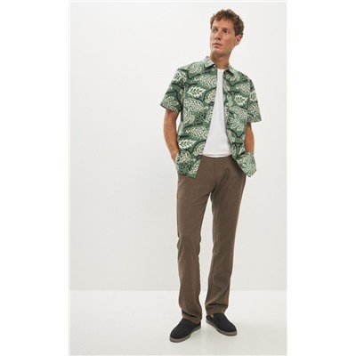 Брюки лен F211-0854 l.brown