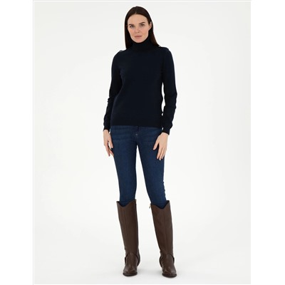 Navy Blue Slim Fit Basic Sweater