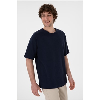 Мужская комфорта Fit Bicycle Neck Naby Blue Jacived Interlok T -For -Fish Surprise Discount в корзине