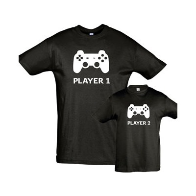 Футболки для папы и сына "Player 1, Player2"