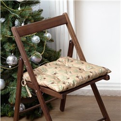 Подушка на стул новогодние "Этель" "Spruce branches" 42х42х7см, 100%хл, саржа 190 г/м2