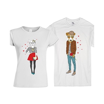 Парные футболки "Cat and Dog"