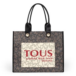 Bolso shopper - negro y beige