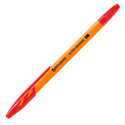 Ручка шариковая BRAUBERG "ULTRA ORANGE", КРАСНАЯ, узел 0,7 мм, чернила ГЕРМАНИЯ, наконечник ШВЕЙЦАРИЯ, 143564