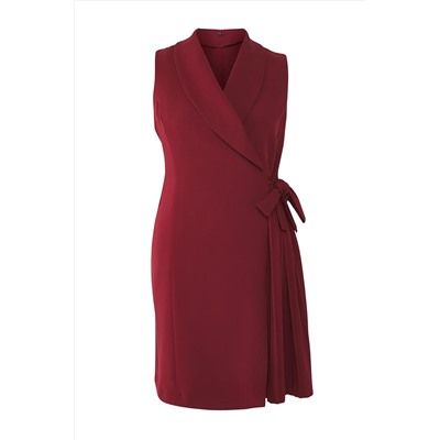 Burgundy Flat Cruve Woven Платье TBBSS23AH00254