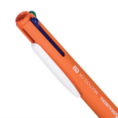 Ручка многоцветная шариковая автоматическая BRAUBERG "MULTICOLOR", 4 ЦВЕТА, корпус ассорти, линия 0,35 мм, 143458