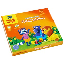 УЦЕНКА - Пластилин Мульти-Пульти "Приключения Енота", 10 цветов, 200г, со стеком, картон