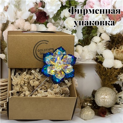 Брошь булавка с кристаллами цветок Б4/8