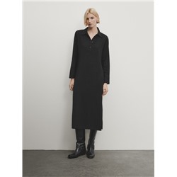 Vestido midi abertura cuello polo