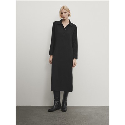 Vestido midi abertura cuello polo